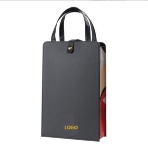 Foldable PU handle double wine box