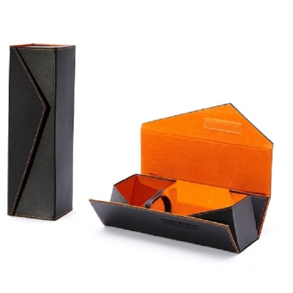 Foldable luxury PU wine gift box