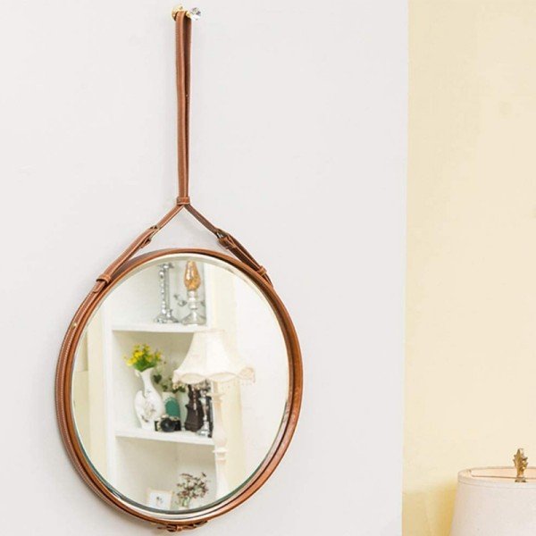PU leather hanging mirror