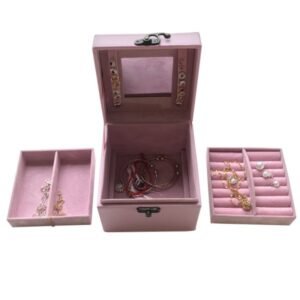 Pink jewelry storage box for home use