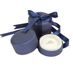 Round Blue PU leather jewelry box