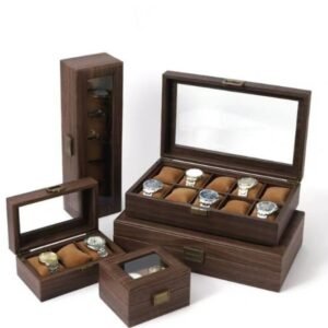 Wooden watch storage box with window
